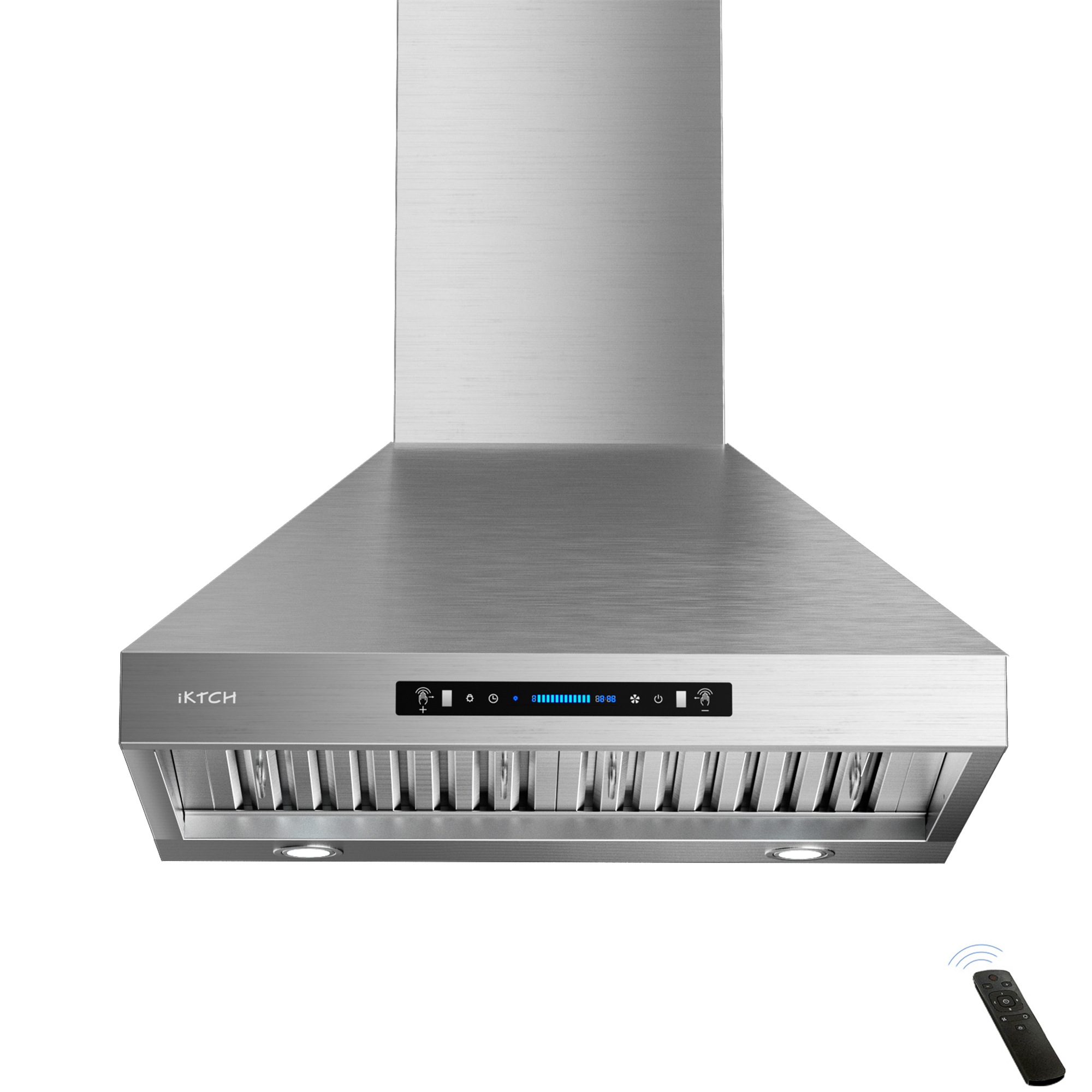 IKTCH 30 inch Vent Wall Mount Range Hood - 900 CFM Efficient Smoke Removal Ultra-Quiet Operation - Silver